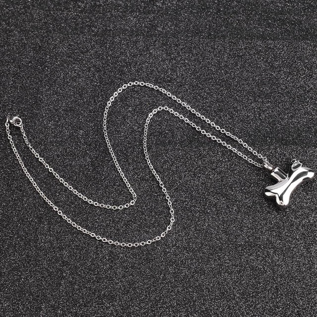 Colgante de Ceniza para Mascotas, Collar de urna Conmemorativa en Forma de Hueso Perro Gato Cenizas Titular Recuerdo con Kit de Embudo de llenado EOTVIA NO