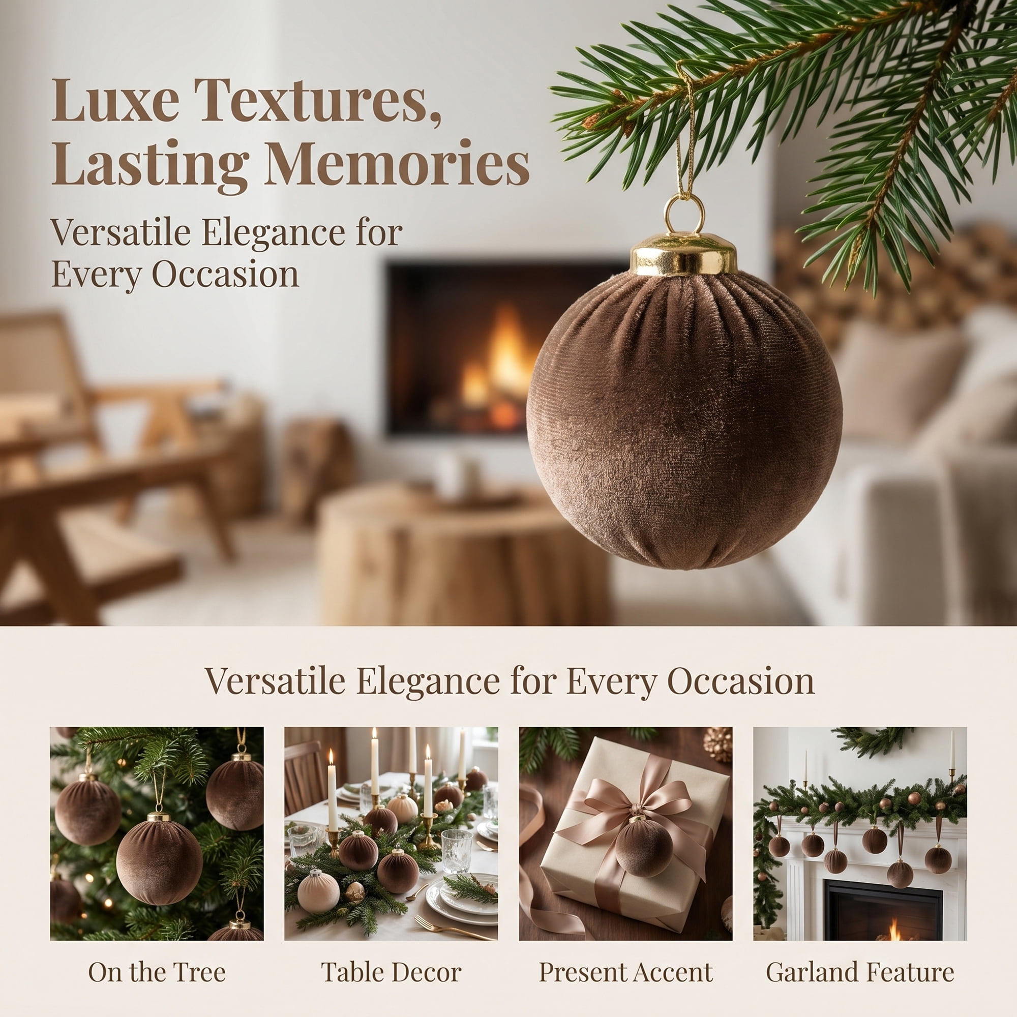 Unique Bargains Velvet Christmas 12 Pack Flocked Sphere Orbs Luxury Ornaments Style A 2.4"