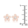 thumbnail image 2 of Precious Stars Rose Goldtone Stainless Steel Cubic Zirconia Flower Earring Studs, 2 of 3