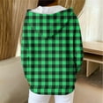 thumbnail image 6 of Zedker Casual Plaid Prints Drawstring Zipper Hooded Jackets Classic Women's Long Sleeve Fall Winter Ribbed Kniited Tops with Pockets,Green,M, 6 of 8