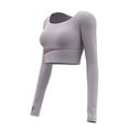 thumbnail image 2 of Wlynlyn Workout Crop Tops for Women Long Sleeve Athletic Shirts Cut out Front Gym Running Yoga Tights Top, 2 of 5