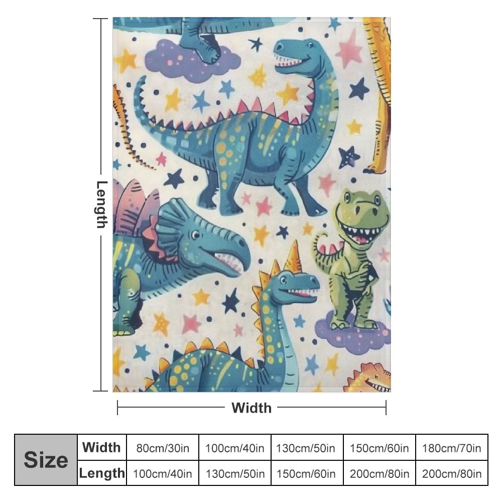 Creowell  Dinosaur Throw Blanket for Kids, Cozy Dinosaur Fuzzy Plush Blanket for Boys Gift, Soft Dinosaur Flannel Throw Blanket for Girls Children Teen Dino Fans White
