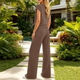 thumbnail image 4 of 2 Piece Sets for Women Sawvnm Women’s Fashion Solid-Color Round Neck Sleeveless Top Elastic Waist Pocket Pants Sets Brown XXL, 4 of 7