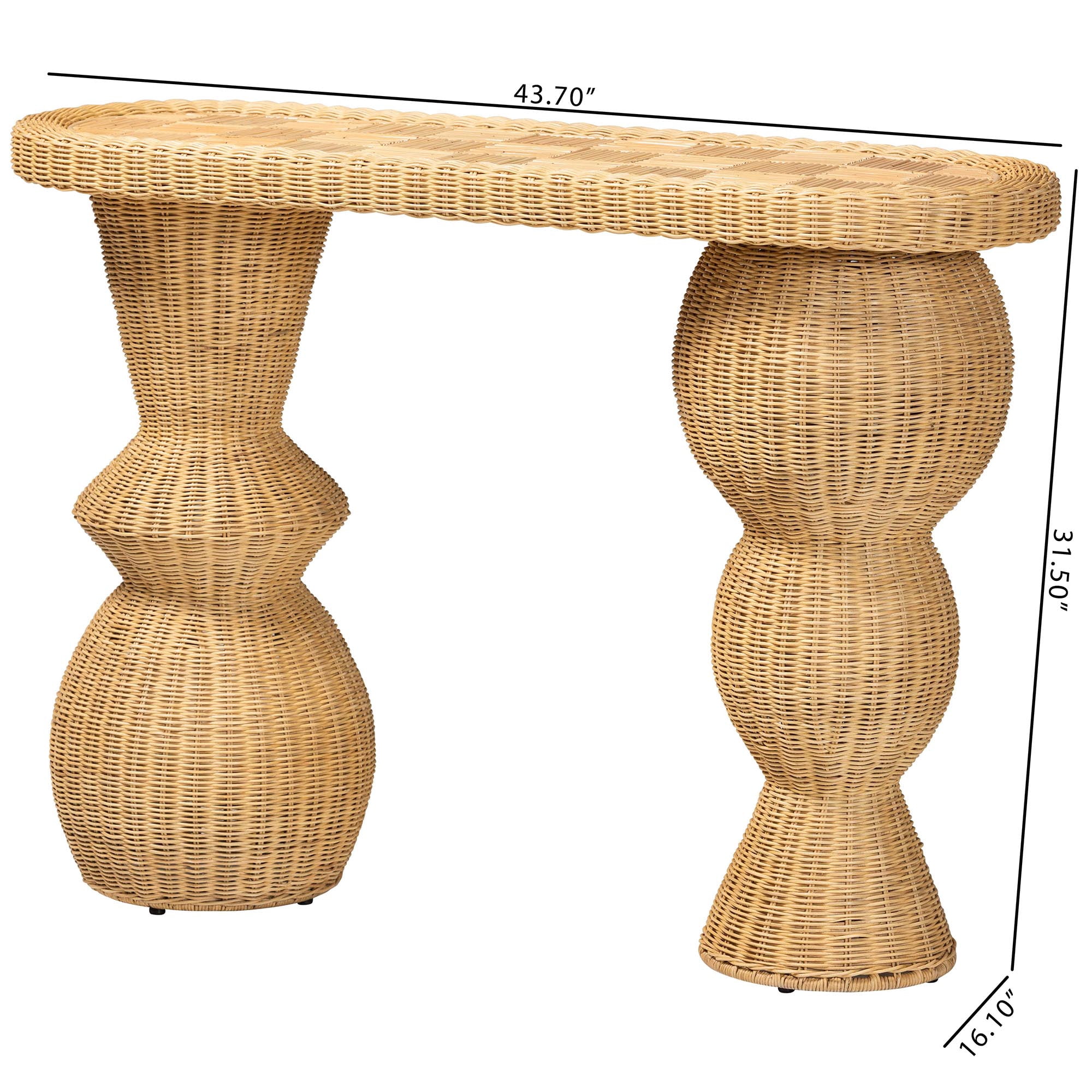 bali & pari Hisao Boho Console Table, Natural Rattan