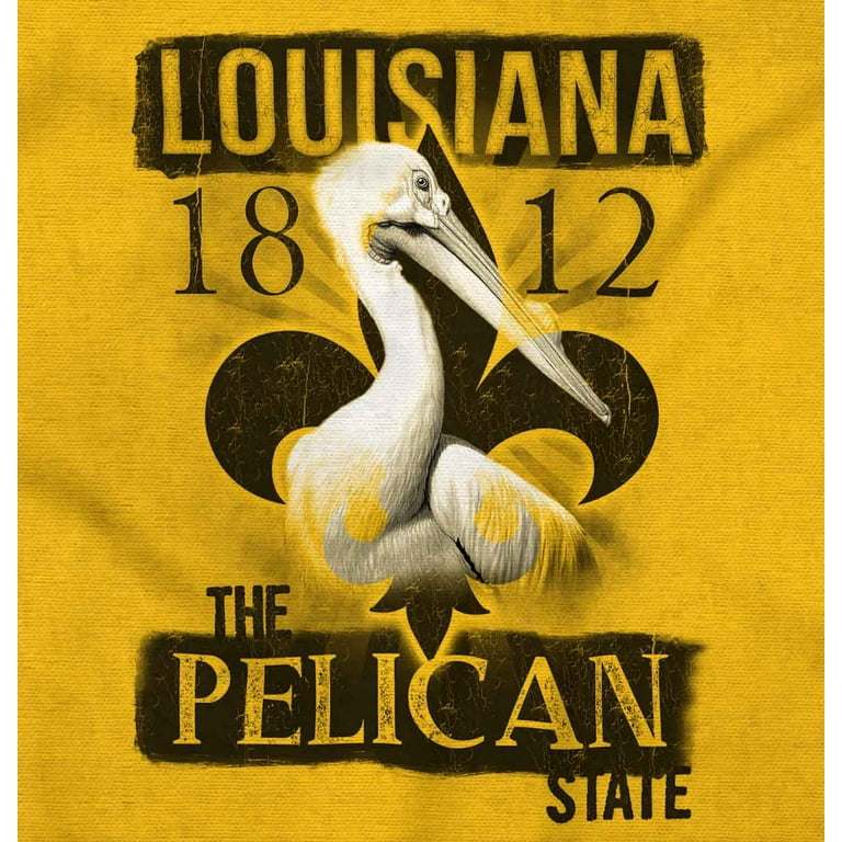 Louisiana Pelican State Cool Vintage Men's Graphic T Shirt Tees Brisco Brands S, Adult Unisex, Size: Small, Gold