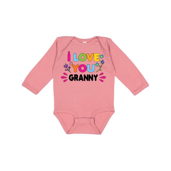 Inktastic I Love You Granny with Flowers Girls Long Sleeve Baby Bodysuit