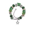 thumbnail image 2 of Silvertone Clear Crystal Lucky Star Green Christmas Bead Bracelet, 2 of 4