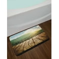 thumbnail image 2 of Rustic Wood Bath Mat, Spring Season Mountain Side Landscape with Sun Rays Blurred out of Focus, Plush Bathroom Decor Mat with Non Slip Backing, 29.5" X 17.5", Brown and Green, by Ambesonne, 2 of 2