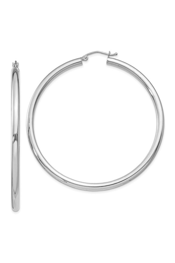 White Sterling Silver Earring Hoop Women'S 57 mm 55