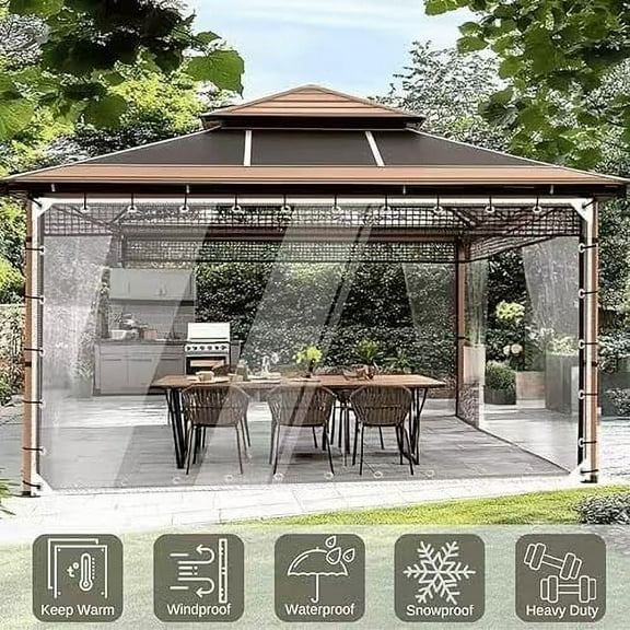 Clear Waterproof Tarps With Grommets Windproof Rope,Thicken Waterproof Clear Tarp, Anti-Tear Windproof Garden Transparent Poly Tarpaulin,Transparent Water Resistant Tarp Cover For Patio Garden