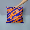 thumbnail image 2 of Letter C Initial Tiger Stripe Blue and Orange Fabric Decorative Pillow, 2 of 4