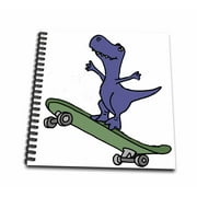 3dRose Cute funny T-rex Dinosaur Skateboarding Cartoon - Mini Notepad, 4 by 4-inch