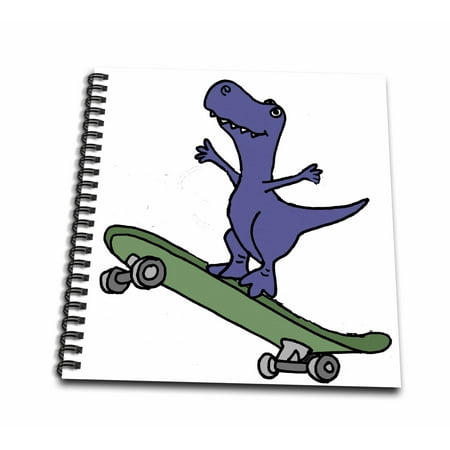 3dRose Cute funny T-rex Dinosaur Skateboarding Cartoon - Mini Notepad, 4 by 4-inch