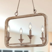 Oaks Aura Rustic Wood Finish Adjustable Pendant Light Fixture for Living Room, Bedroom