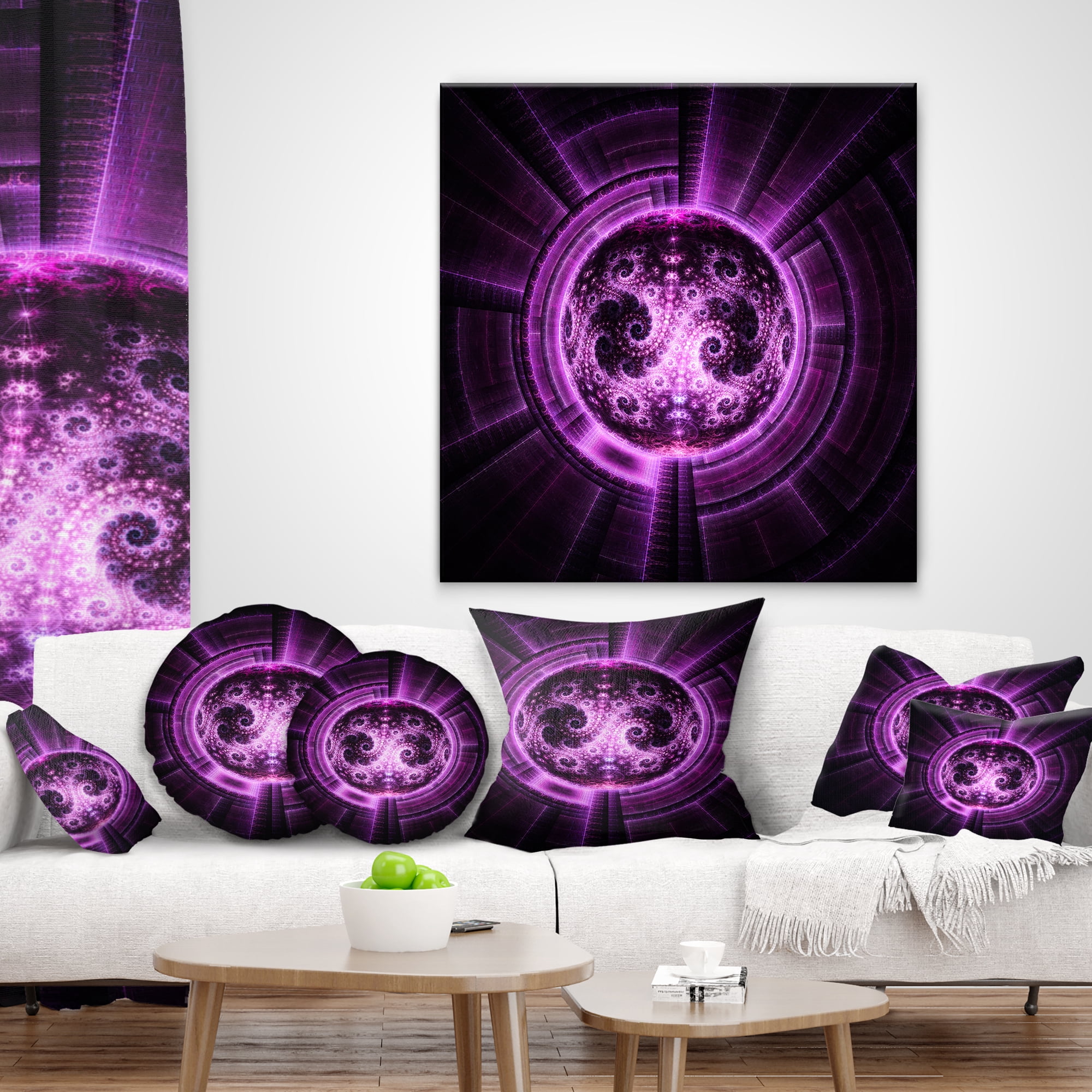 Designart 16" x 16" Purple Polyester Throw Pillow
