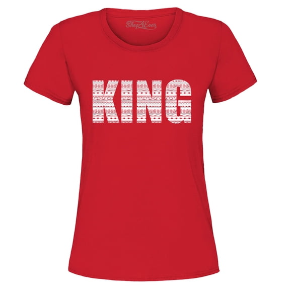Shop4Ever Women's King African Pattern Style Graphic T-Shirt Medium Red