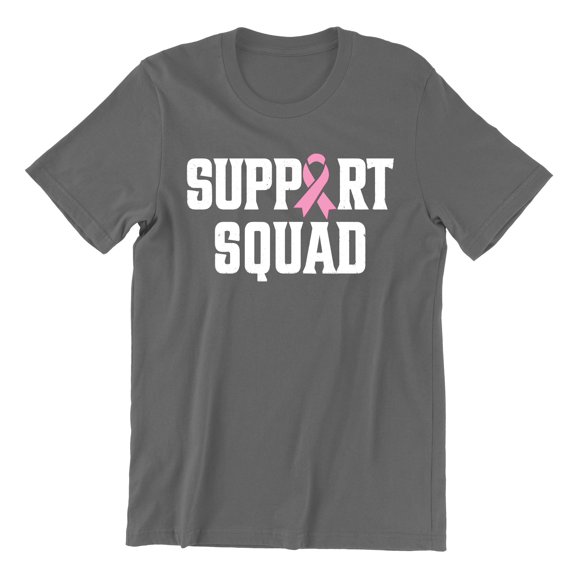 Breast Cancer Support Squad Pink Ribbon Unisex Men's T-shirt, 3XL, Charcoal