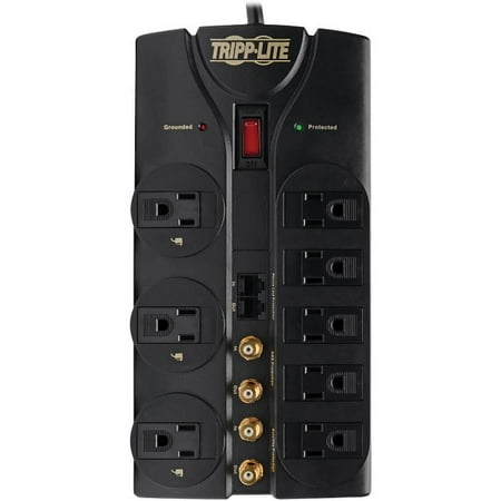 Joules 8 Outlet Surge Suppressor - Tripp Lite 8-Outlet Surge Suppressor For Cable/Satellite - 3570 Joules, 2 Coaxial And 1 RJ11 Jacks