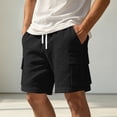 thumbnail image 4 of Workout Shorts Men Baeitkot Men's Solid Color Drawstring Multi-Pocket Cargo Shorts Casual Bottoms, 4 of 7
