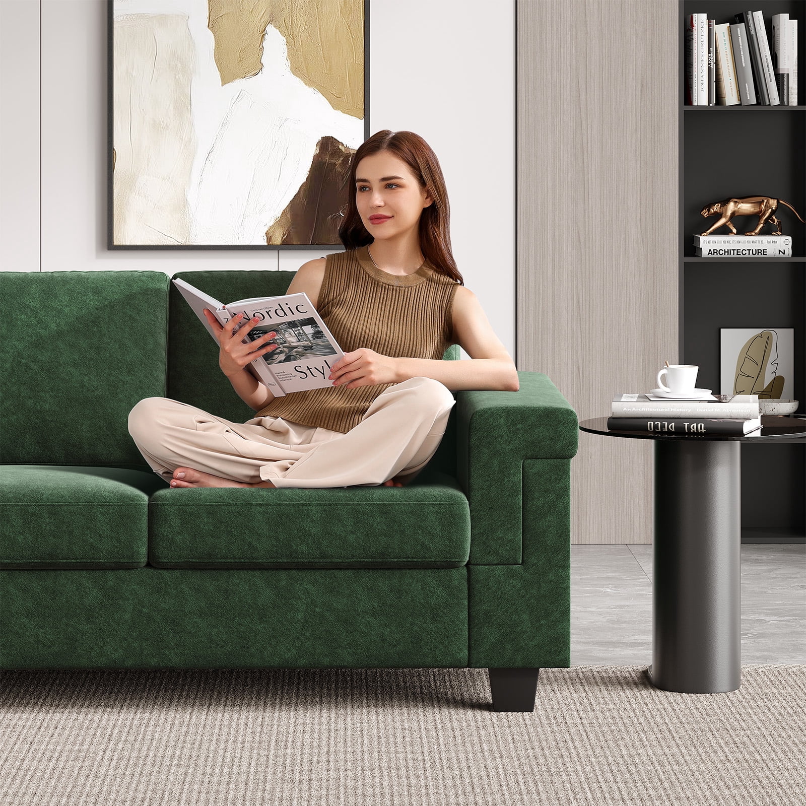 COPIAE 64.2” Small Couches for Living Room, High Resilience Loveseat Sofa, Velvet Fabric 2 Seat Sofa Couch with Wooden Frame& Upholstered Cushion, Modern Deep Seat Sofa for Bedroom Office