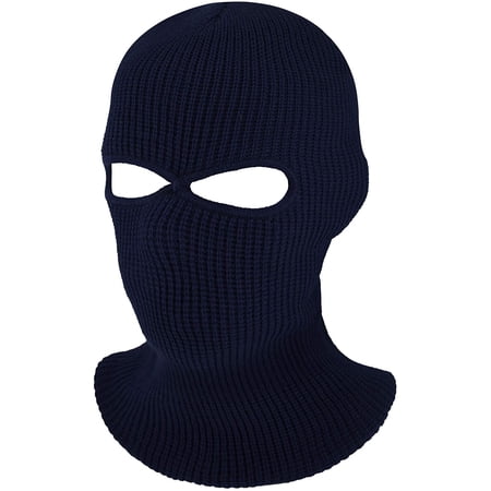 GRNSHTS 2-Hole Knitted Full Face Cover Ski Neck Gaiter Winter Balaclava Warm Knit Beanie for Outdoor Sports (Navy Blue)