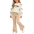 thumbnail image 5 of Enjoytime Girls Sets Two Piece Long Sleeve Bow Print Crew Neck Sweatshirt Flare Pants Outfits Fashion Fall Winter Clothing Set, 5 of 8