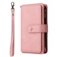 thumbnail image 2 of K-Lion for Moto G Power 2021 ,Retro Classic PU Leather Zipper Card Slots Kickstand Wallet Flip Case Shockproof Full Body Phone Cover with Wrist Strap for Moto G Power 2021,Pink, 2 of 7