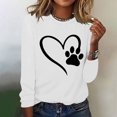 thumbnail image 2 of ibuvkizy Love Heart Graphic Sweatshirt for Women Printed Round Neck Pullover Long Sleeved Casual Womens Sweatshirts White,M, 2 of 4