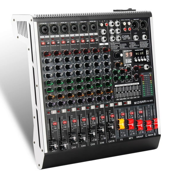 Mezclador de audio MIZISNR Professional de 8 canales con 99 efectos DSP