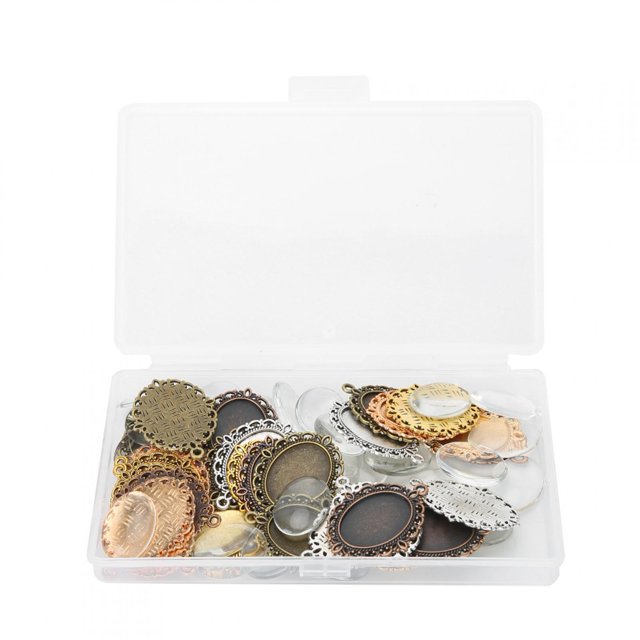 Bandejas para colgantes de collares DIY con colgante de joyería, accesorio para hacer joyas de vidrio, 60 Uds.