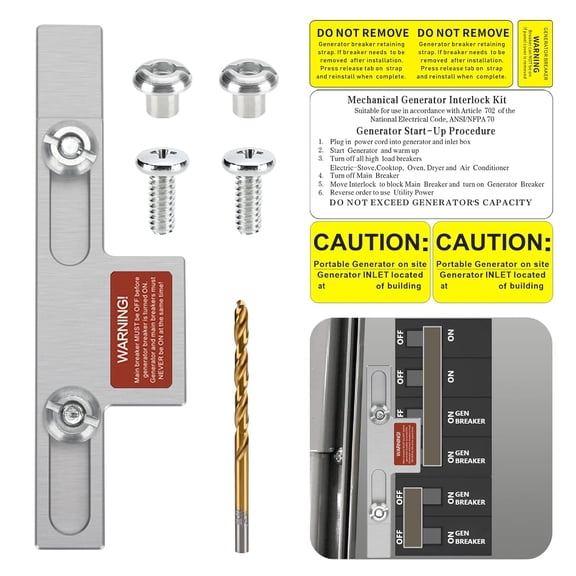 Generator Interlock Kit Compatible with Square D Generator Interlock Kit for Homeline Meter Main 150 or 200 amp Breaker,for Safe Usage of Portable Power During Outage