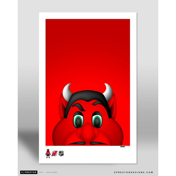 NJ Devil New Jersey Devils Minimalist Mascot - Art Poster Print