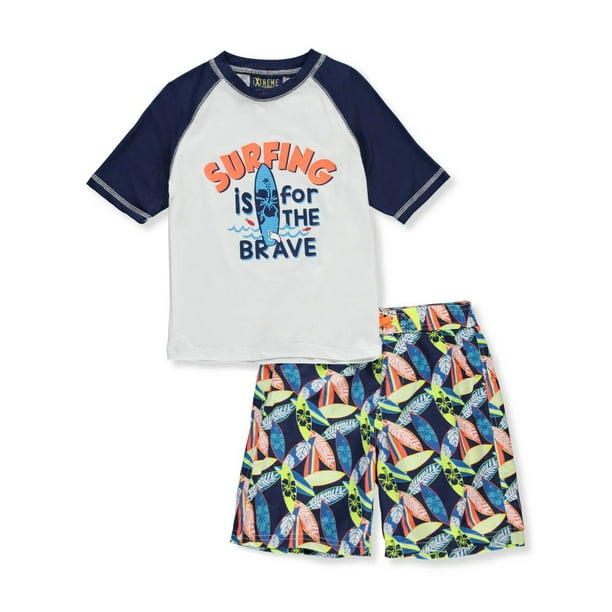IXtreme iXtreme Boys' Toddler Printed Rashguard Sets, Surf Navy, 2T