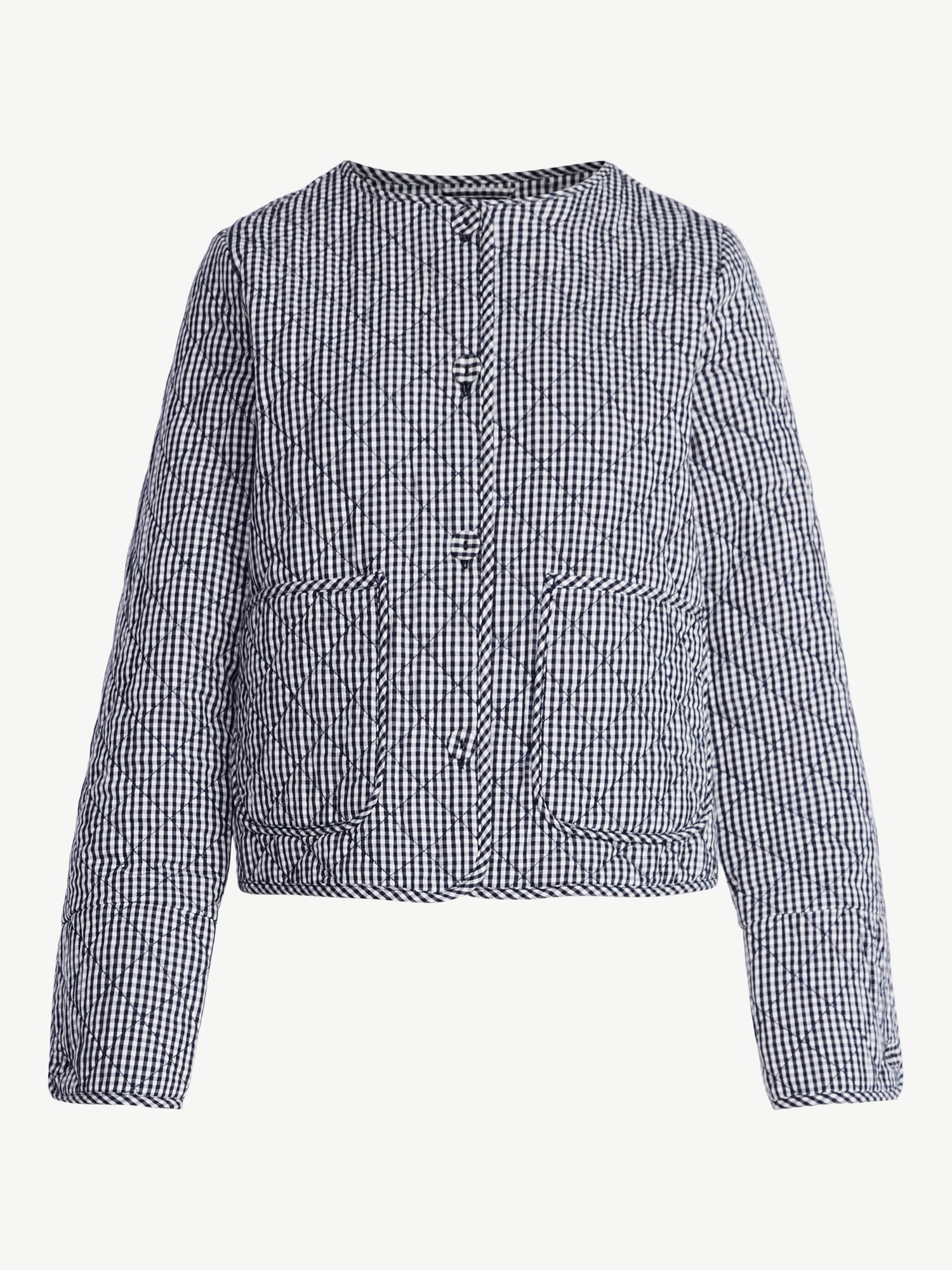 Free Assembly Women's Collarless Cotton Quilted Jacket, Sizes XS-XXL