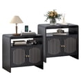 thumbnail image 5 of Wirrytor Black 2-Pack Side Tables With Charging Station, Modern Curved Edge End Tables With 2 Doors & Adjustable Shelves, Sleek Nightstands For Bedroom Living Room, 5 of 16