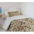 thumbnail image 4 of Ambesonne Grunge Quilted Bedspread Set 2 Pcs, Swirls Curves and Dots, Twin Size, Tan Redwood Pale Brown, 4 of 6