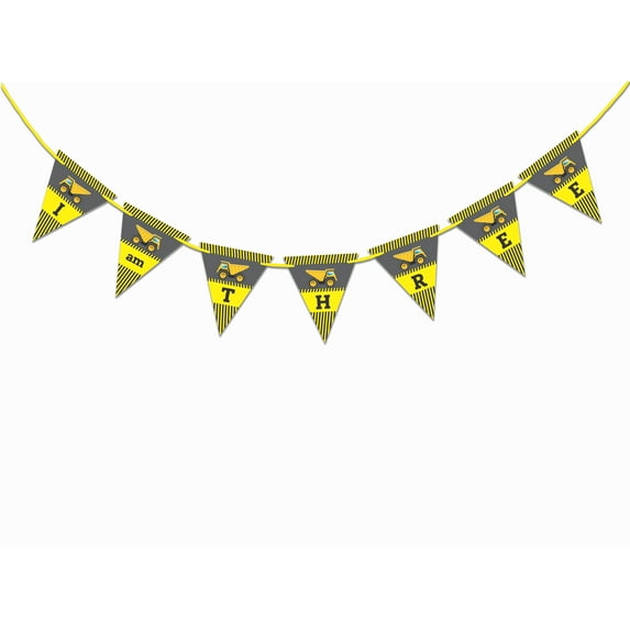 Inkdotpot Baby Birthday DecorationsI Am ThreePennant Banner Flags Baby Boy TruckBirthday Garland