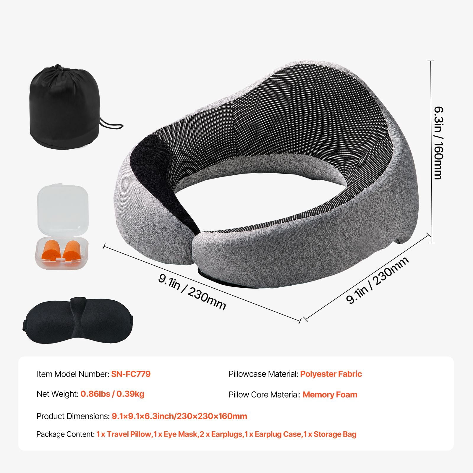360° Rotating Dual Support Travel Pillow, Ergonomic Neck Curve Fit Pressure Relief, Comfortable Head Neck Support for Airplane Car Office Nap