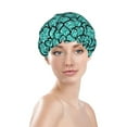 thumbnail image 2 of KLL Aquamarine Glitter Pattern Shower Cap & Bath Cap for Women,Reversible Oversized Waterproof Shower Caps for all Hair Lengths,Elastic Reusable Bathing Hair Cap, 2 of 7