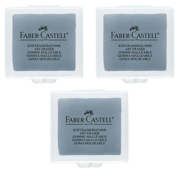 Faber-Castell Kneadable Artist's Putty Eraser Rubber - Gray- Pack of 3