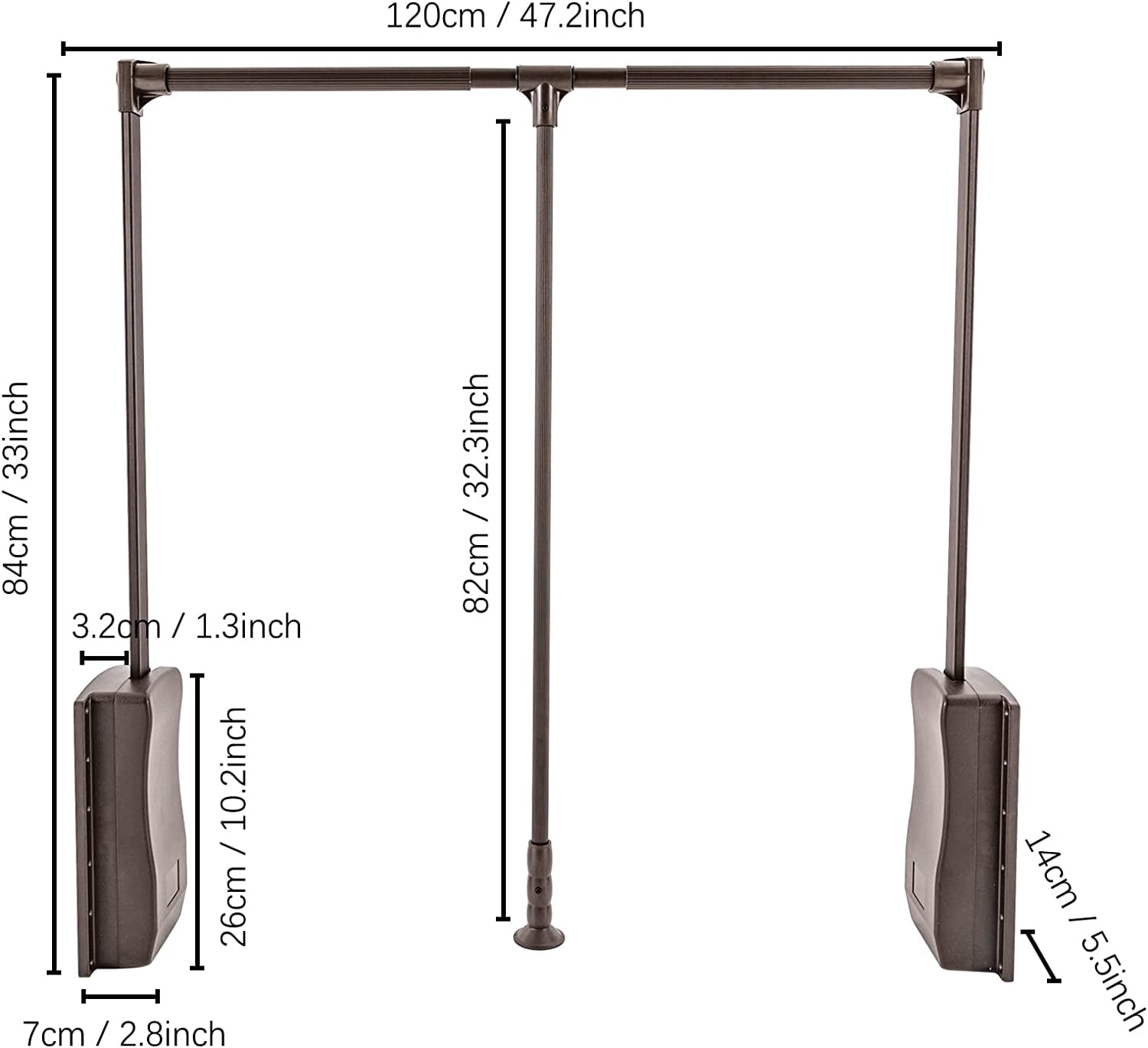 Soft Close Pull Down Closet Rod,Adjustable Closet Pull Down Rods Hanger,Wardrobe Lift Rail Organizer for Hanging Clothes Wardrobe Interior Width 35-47.2 in