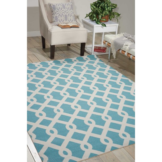 Waverly Sun and Shade Chain Link Indoor/Outdoor Poolside Area Rug by