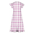 thumbnail image 4 of Zpanxa Robes Florales pour Filles Été Manches Courtes Manches Volantées Col Rond Imprimé de Fleurs Taille Poche Robe Superposée Polyester Spandex Rose 8-9 Ans, 4 of 5