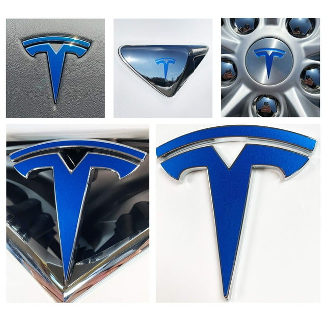 Logo Decal Wrap for Tesla Model S, Facelift, 14-pc Set (Gloss Blue)