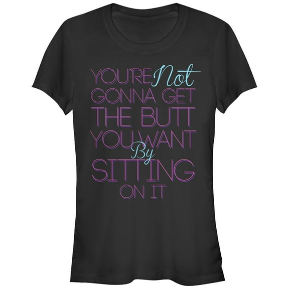 Junior's CHIN UP Sitting on Your Butt  Graphic Tee Black Small