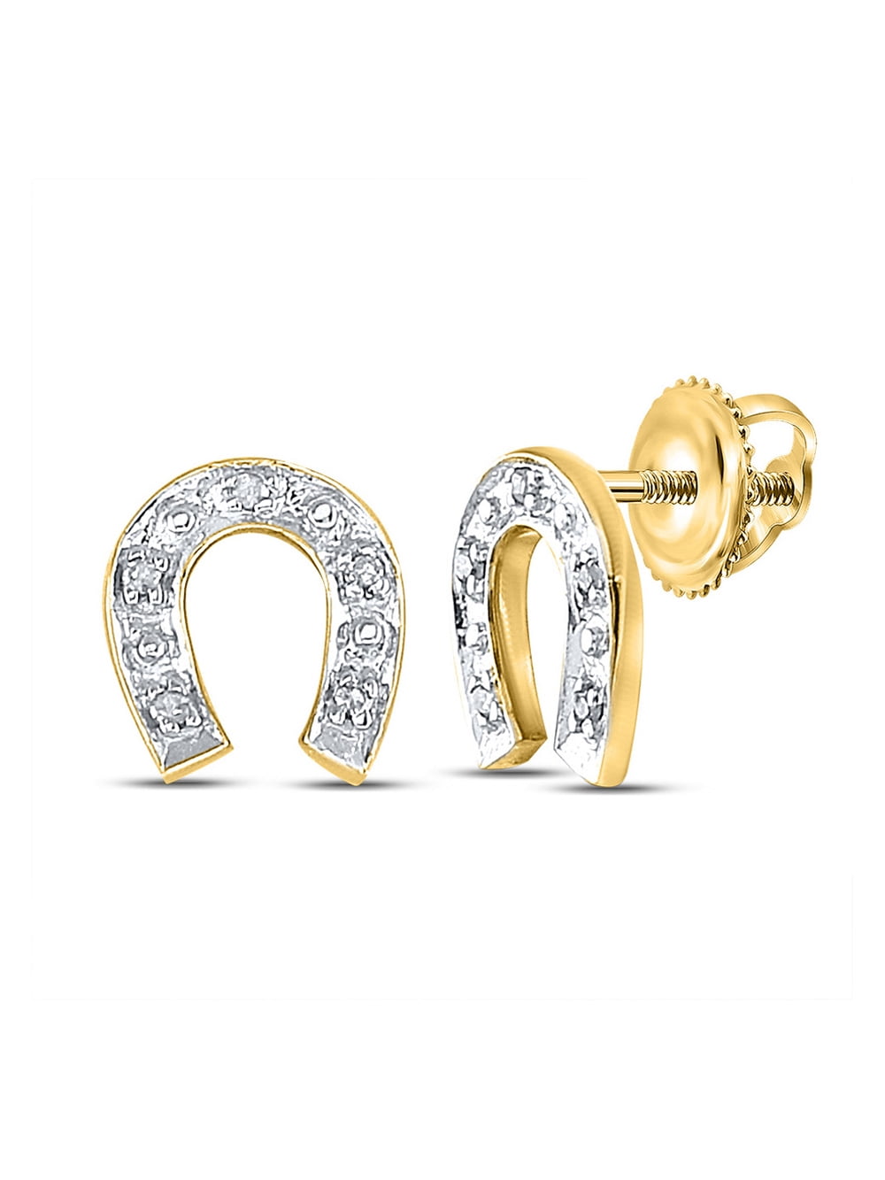 Yellow-tone Sterling Silver Womens Round Diamond Value Stud Earrings 1/20 Cttw 