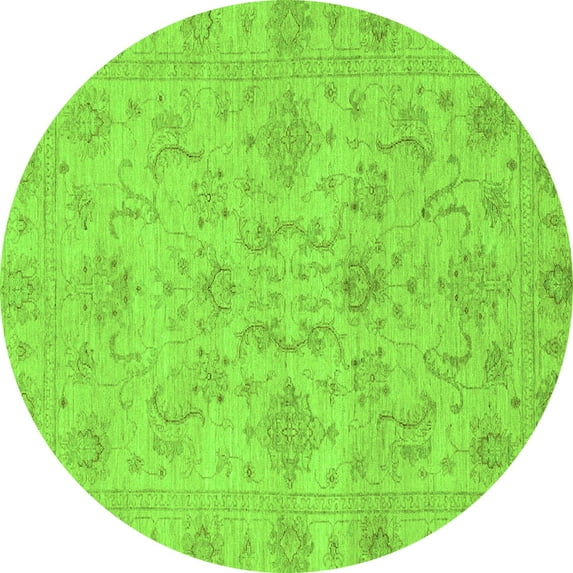 Ahgly Company Indoor Round Abstract Green Modern Area Rugs, 4' Round