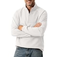 thumbnail image 2 of Quarter Zip Pullover Men 1/4 Zip Softshell Golf Jacket Fleece Lined Wind Resistant Loose Sweatshirt Zipper Pockets Spring Fall Big & Tall Size M-4XL Beige, 2 of 6