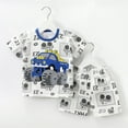 thumbnail image 2 of Swuxness Toddler Casual Short Sleeve 2 Piece Sets, Kids Summer Outfit Sets, Kids Summer Printed Round Neck Shorts Set for Boy White, 110, 2 of 4