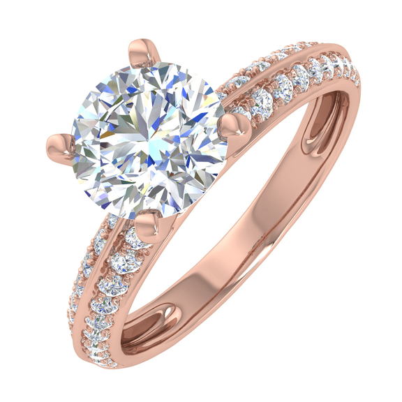 1 Carat Prong Set Solitaire Diamond Engagement Ring Band in 14K Rose Gold (Ring Size 6)